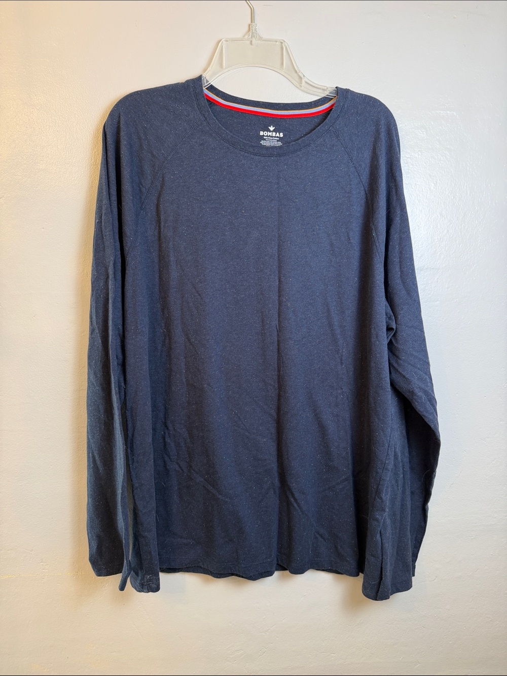 Bombas Men's Long-Sleeve Crewneck Shirt - Dark Navy Speckled 100% Pima Cotton xl